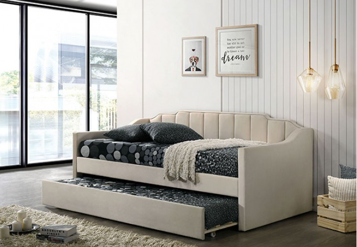 Kosmo Contemporary Beige Velvet Daybed