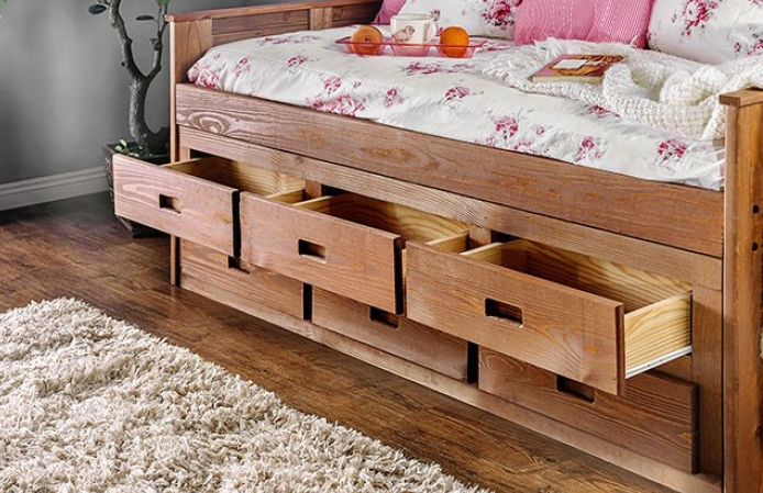 Lia Rustic Twin Captains Bed with Drawers