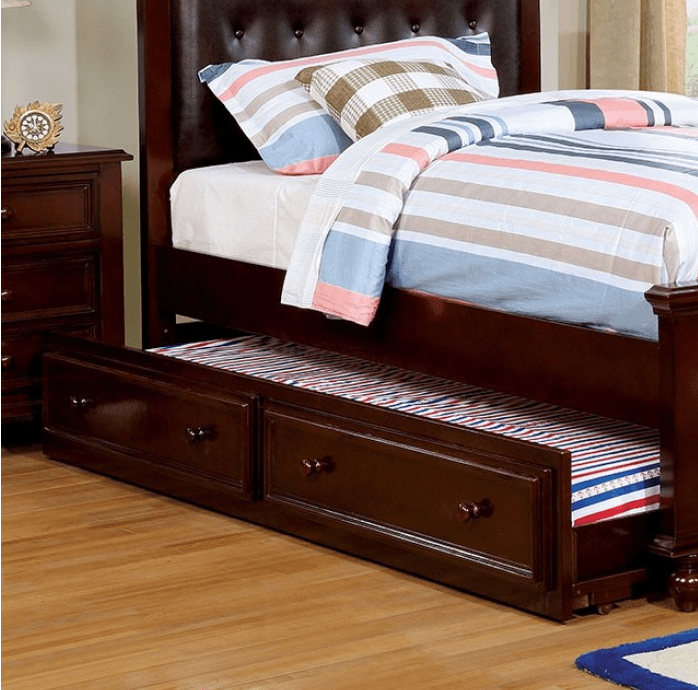 Olivia Traditional Full Bed with Upholstered Headboard - Dark Walnut