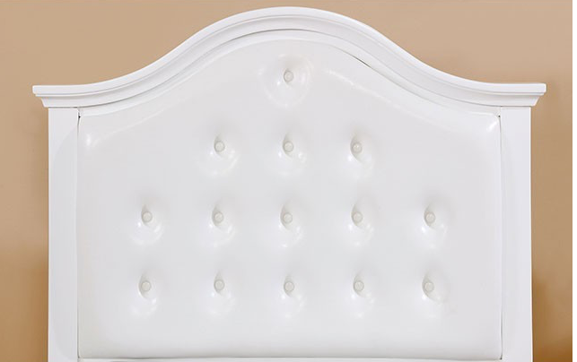 Olivia Traditional Full Bed with Upholstered Headboard - White