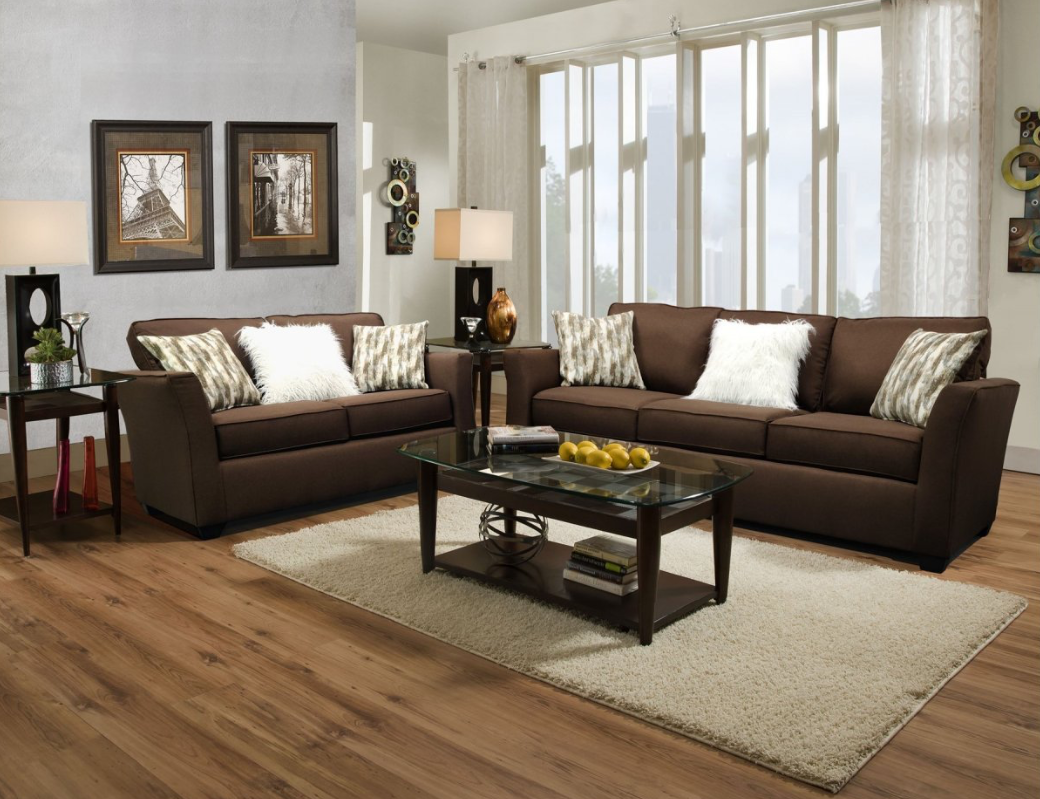 Kegan Flax Contemporary Flared Arm Sofa - Chocolate