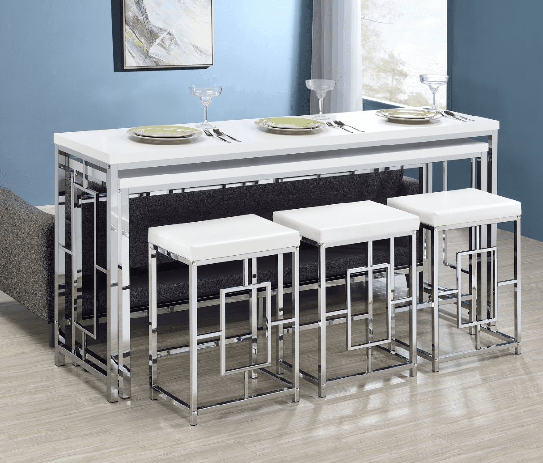 Jackson 5-Piece Multipurpose Counter Height Table Set White And Chrome