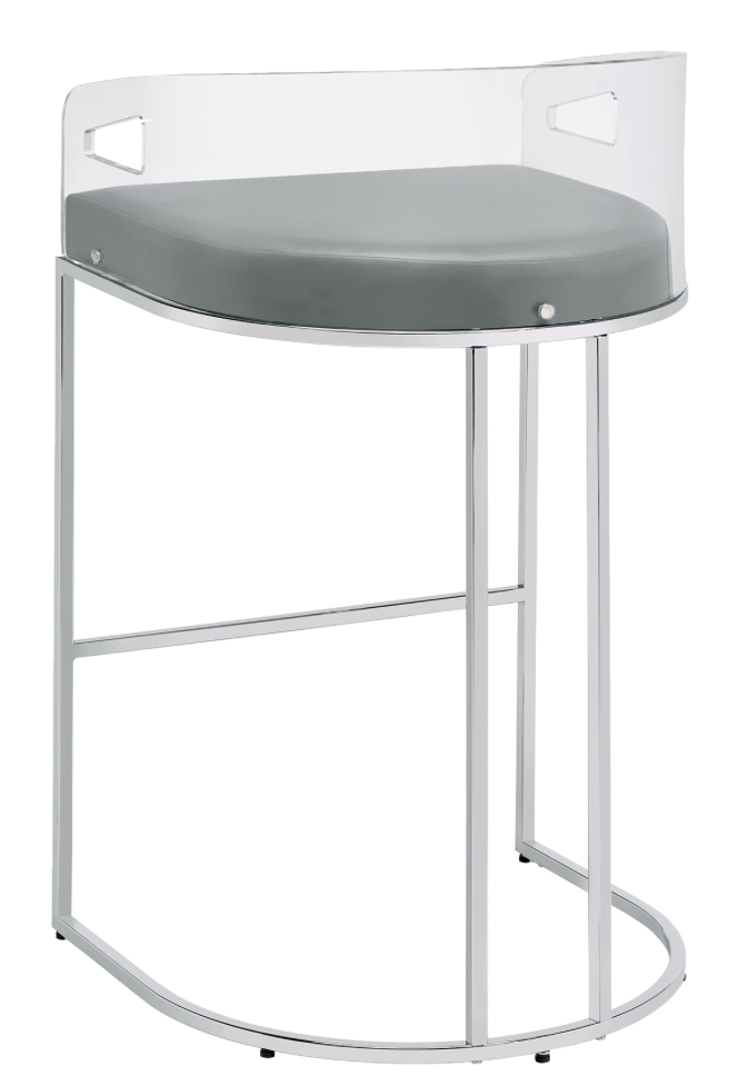 Thermosolis Acrylic Back Bar Stools Grey And Chrome Set Of 2