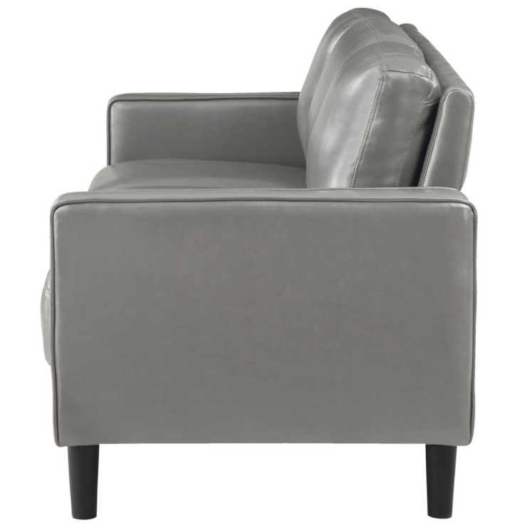 Ruth Upholstered Track Arm Faux Leather Sofa Grey