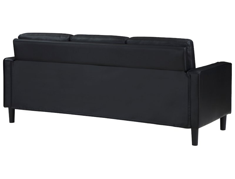 Ruth Upholstered Track Arm Faux Leather Sofa Black