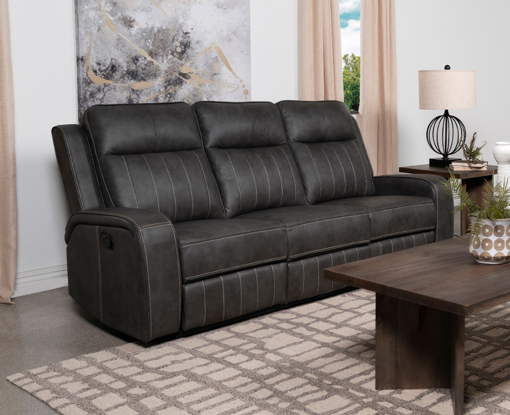 Raelynn Upholstered Motion Reclining Sofa Set Grey