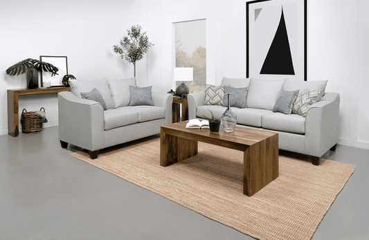 Salizar Transitional Flared Arm Sofa - Gray Mist