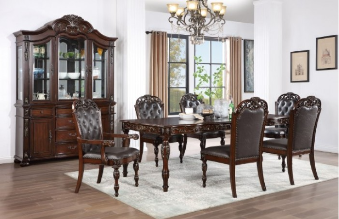 Nouvelle Traditional 7-Piece Dining Set - Brown Cherry