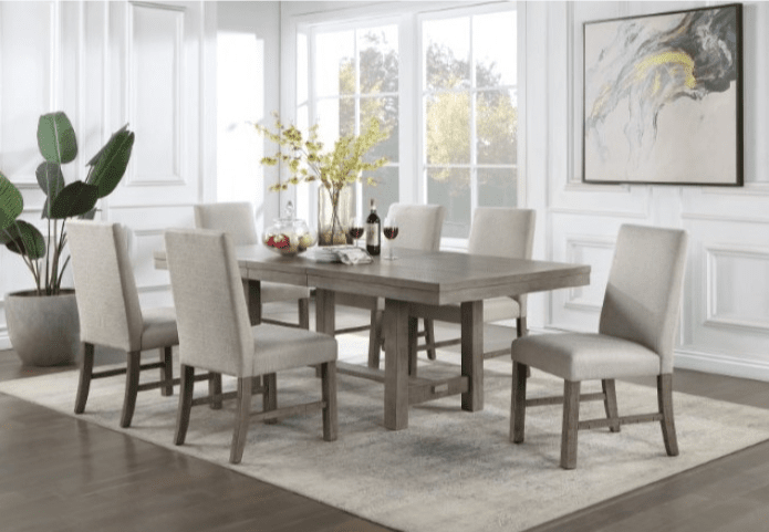 San Antonio Rustic 7-Piece Trestle Dining Set - Gray