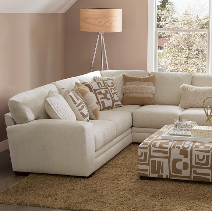 Furniture of America Carleton Chenille Double Chaise Sectional - Ivory