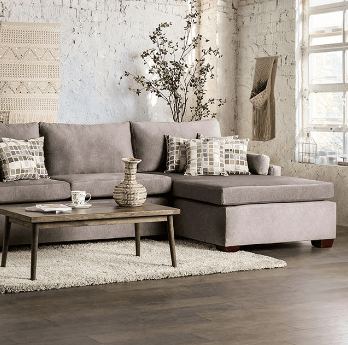 Furniture of America Cramlington Contemporary Sectional - Light Gray