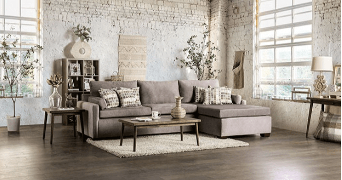 Furniture of America Cramlington Contemporary Sectional - Light Gray