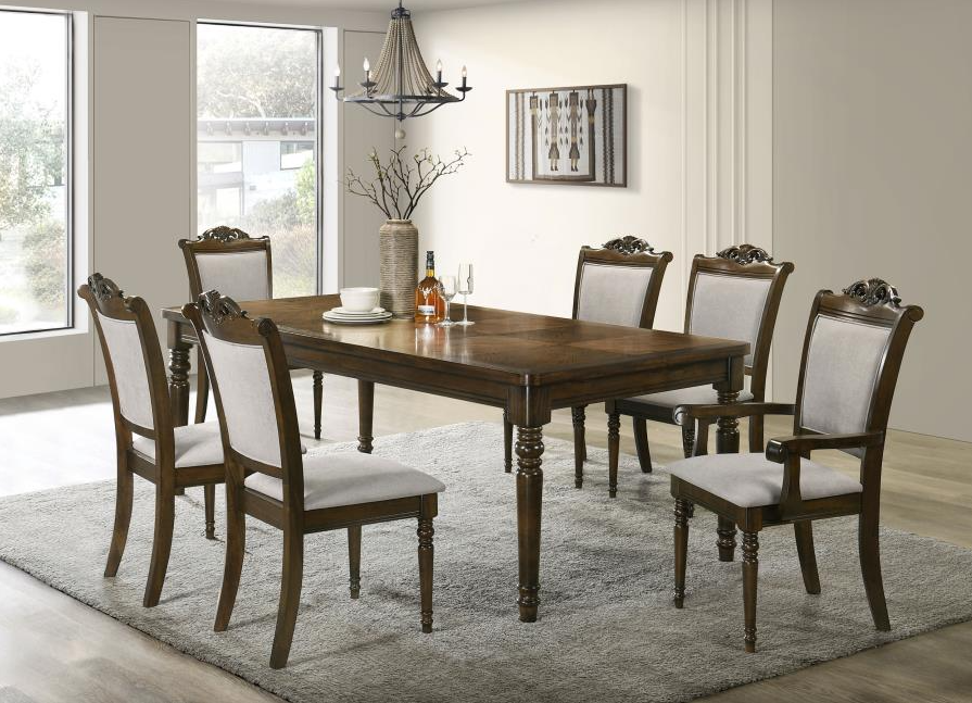 Willowbrook 7-Piece Rectangular Dining Table Set Walnut