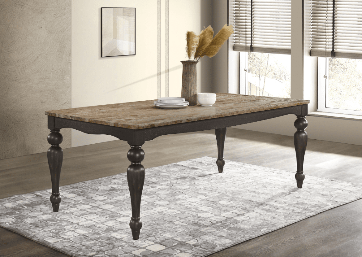 Bridget Rectangular Dining Table Brown Brushed And Charcoal Sandthrough