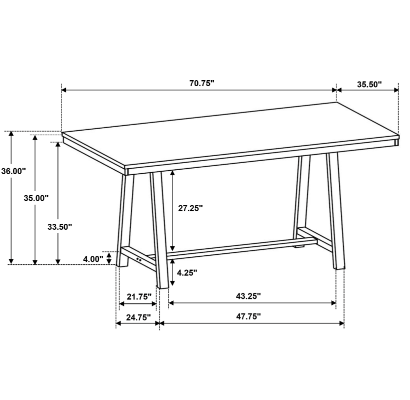 Hollis 5-Piece Rectangular Counter Height Dining Set Brown And White