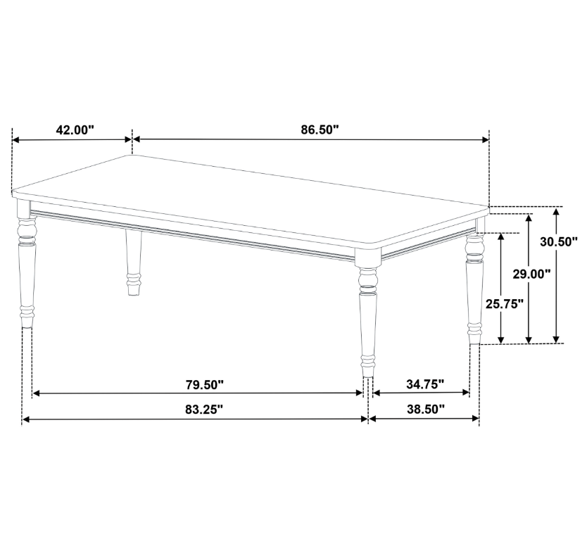 Willowbrook Rectangular Wood Dining Table Chestnut