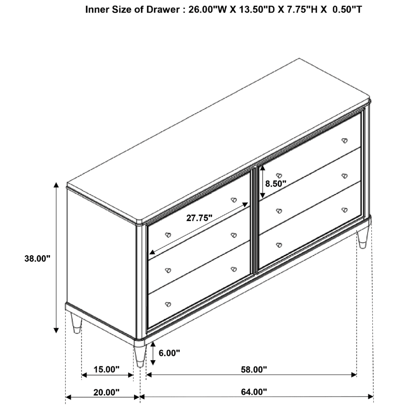 Emberlyn 6-Drawer Bedroom Dresser Brown