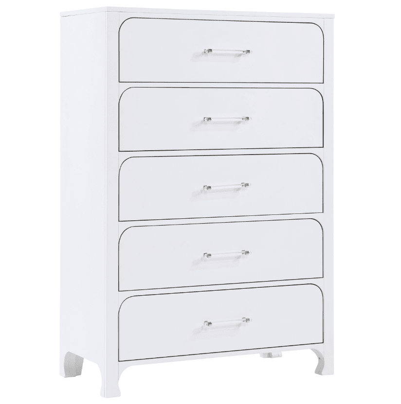 Anastasia 5-drawer Chest - Pearl White