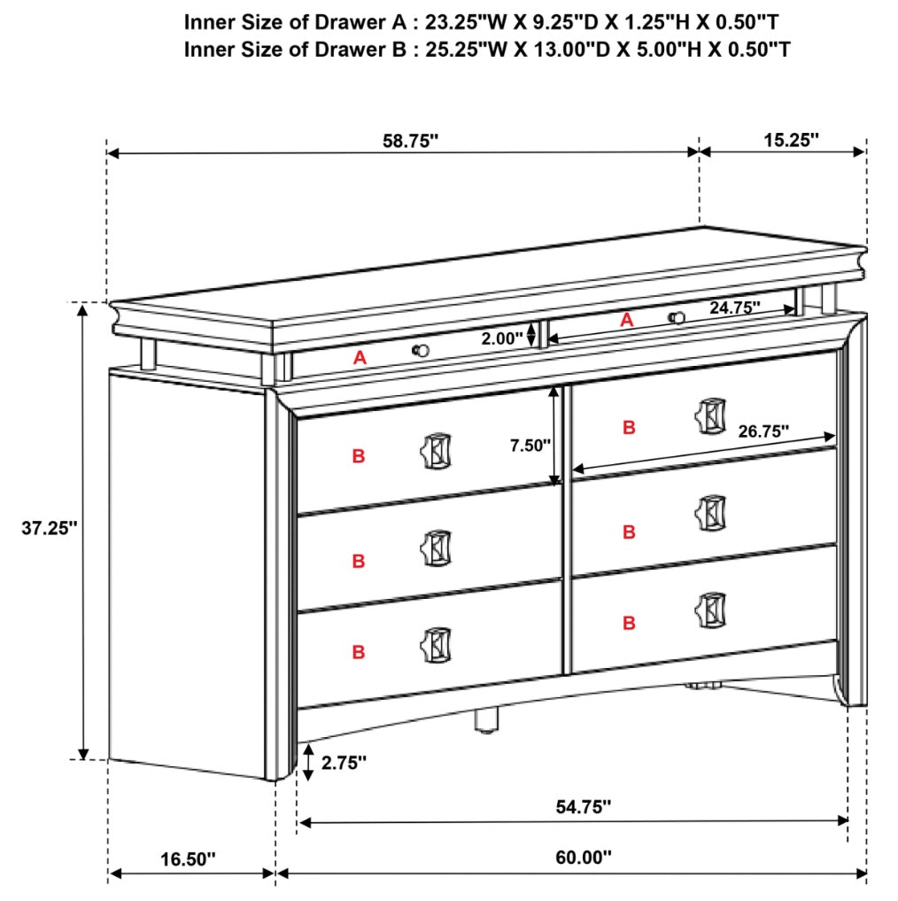 Giselle 8-drawer Bedroom Dresser with LED Rustic Beige