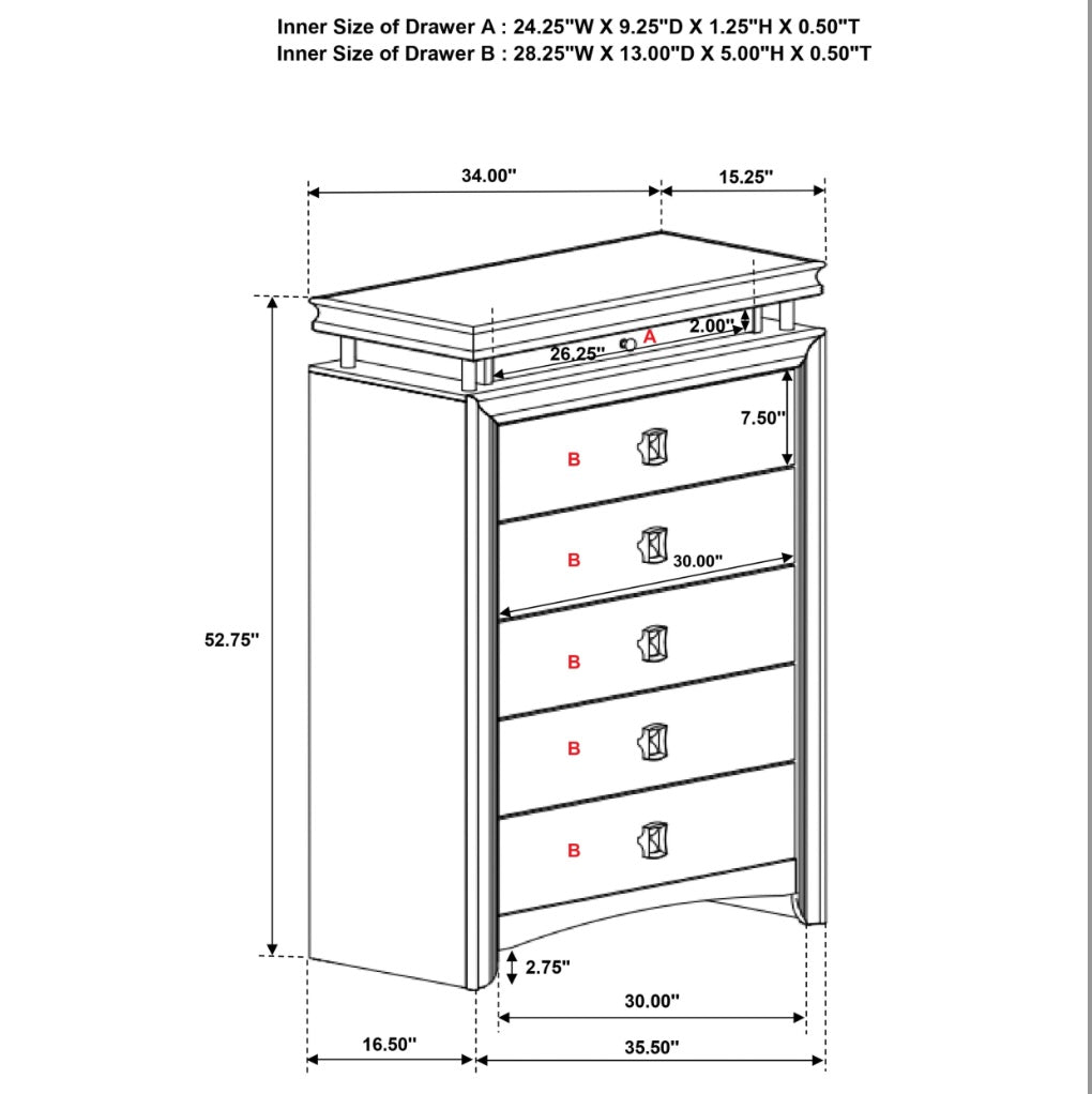 Giselle 6-drawer Bedroom Chest with LED Rustic Beige