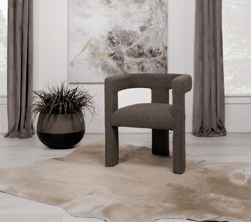 Petra Boucle Upholstered Accent Side Chair - Brown