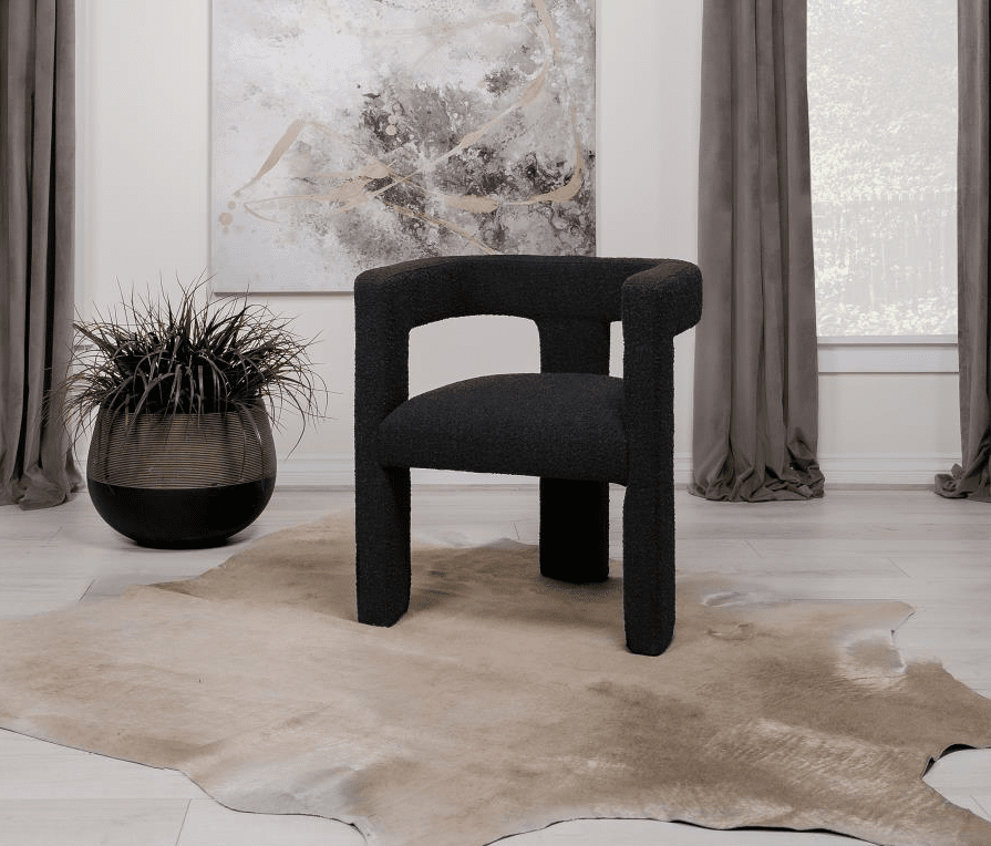 Petra Boucle Upholstered Accent Side Chair Black