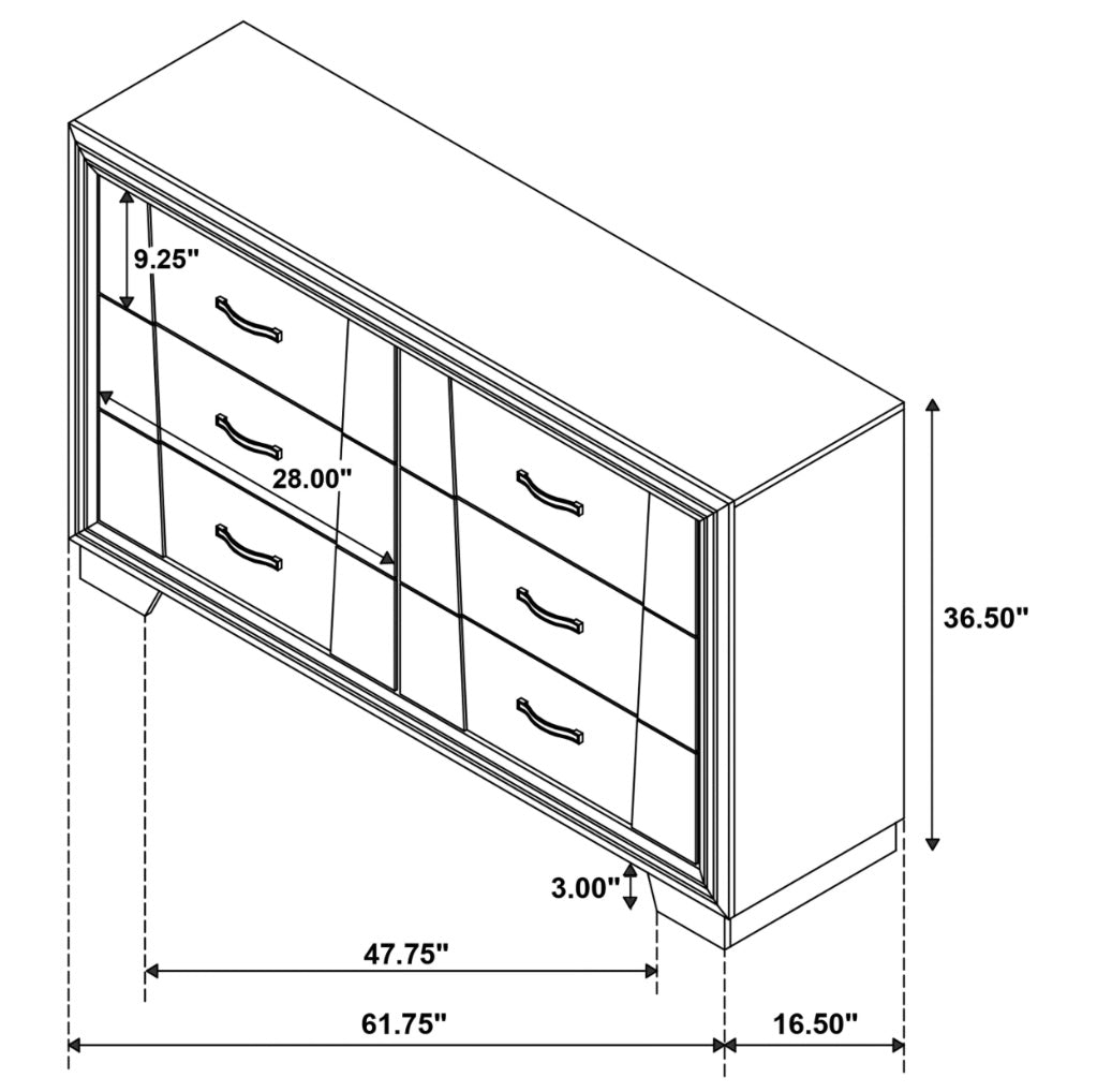 Janine 6-drawer Dresser Grey