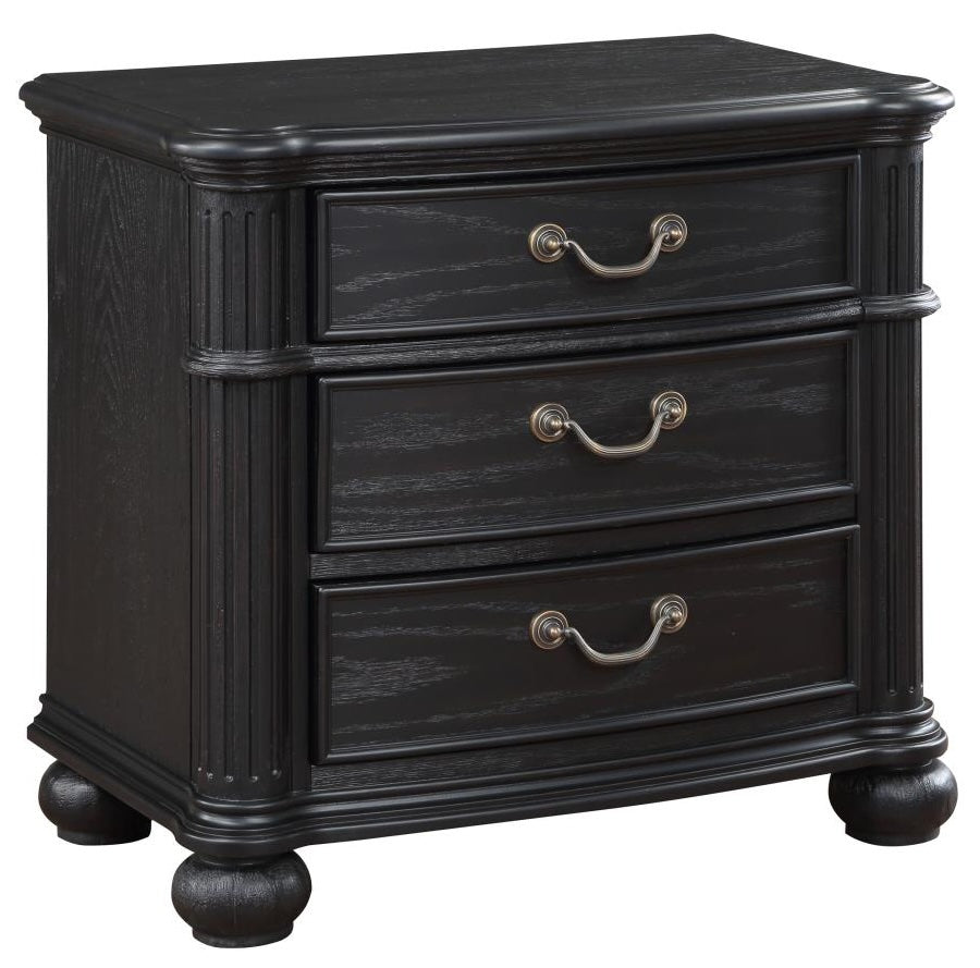 Celina 3-Drawer Nightstand Bedside Table Black