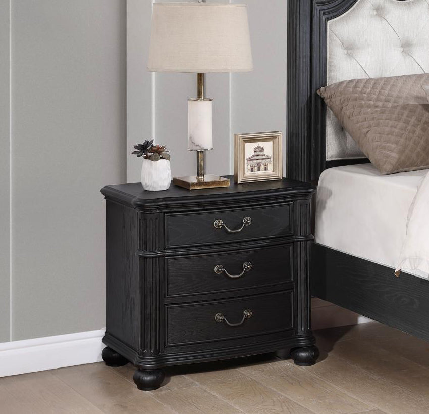 Celina 3-Drawer Nightstand Bedside Table Black