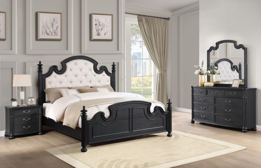 Celina King Bedroom Set With Upholstered Headboard Black And Beige