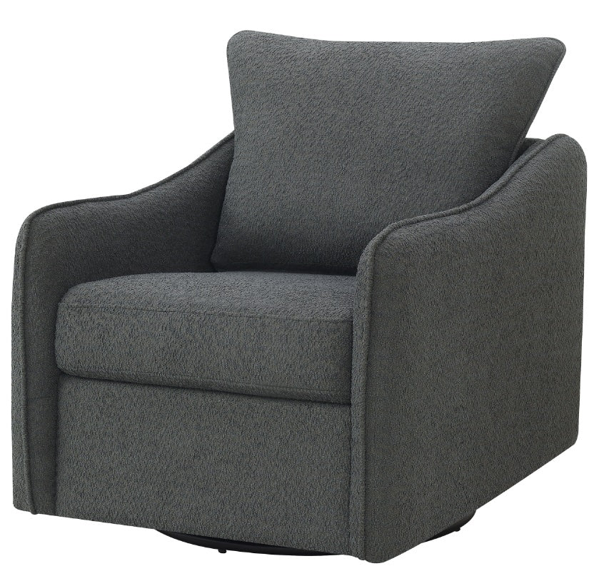 Madia Boucle Upholstered Swivel Glider Chair Charcoal Grey