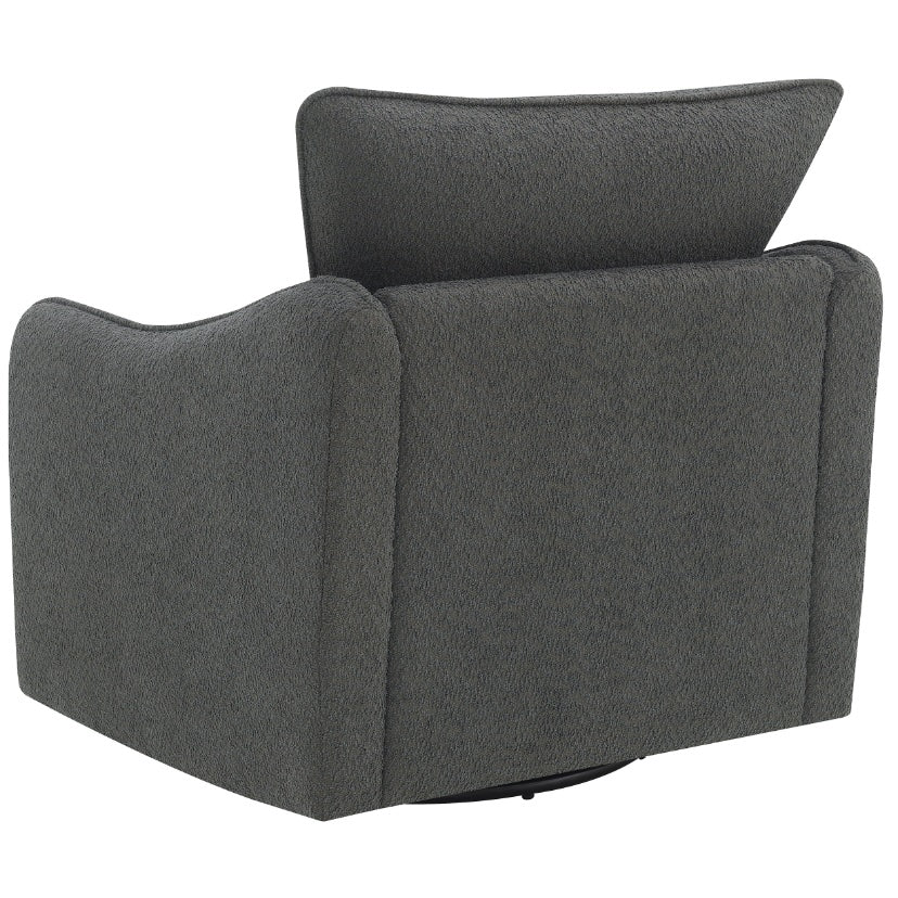 Madia Boucle Upholstered Swivel Glider Chair Charcoal Grey