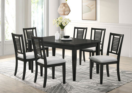 Appleton 7-Piece Rectangular Wood Dining Table Set Black Washed And Light Grey