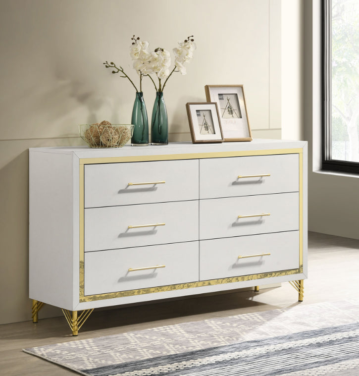 Lucia 6-Drawer Bedroom Dresser White