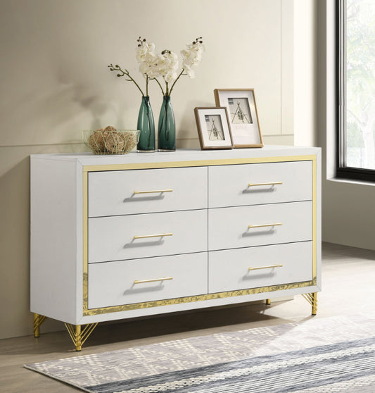 Lucia 6-Drawer Bedroom Dresser White