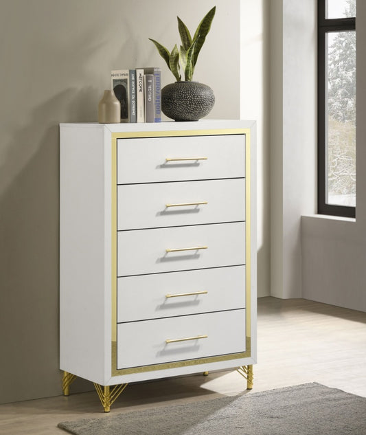 Lucia 5-Drawer Bedroom Chest White