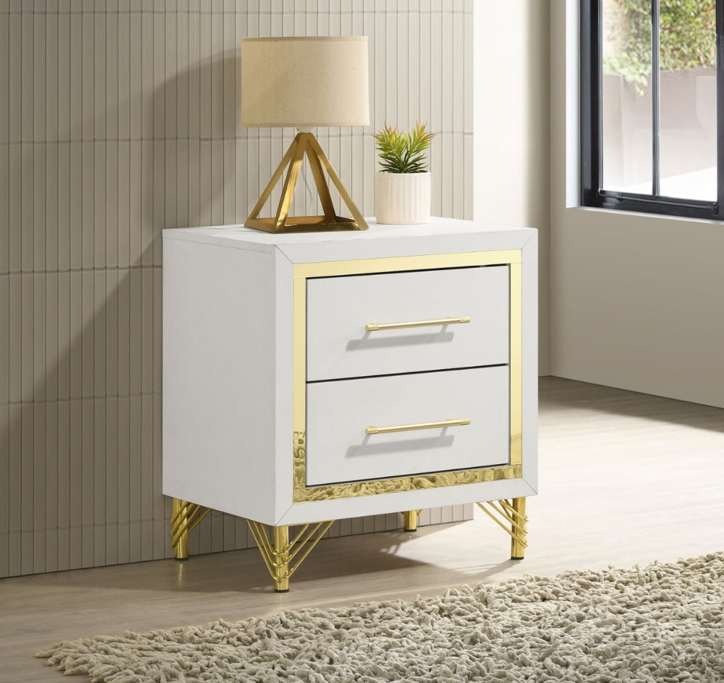 Lucia 2-Drawer Nightstand Bedside Table White