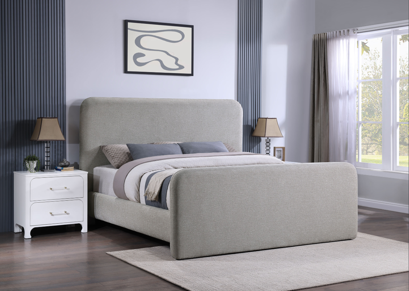 Wren Upholstered Eastern Queen Platform Bed Grey