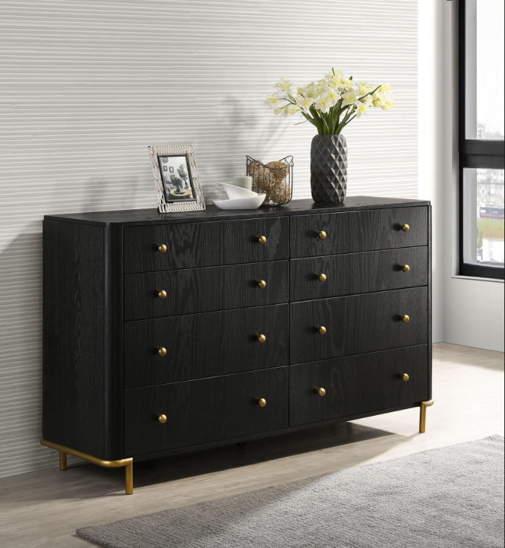 Arini 8-Drawer Bedroom Dresser Black