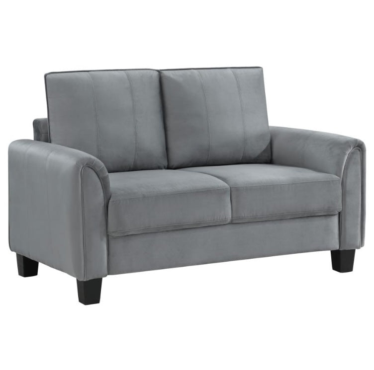 Davis Velvet Rolled Arm Sofa Grey