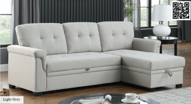 Lucca Light Gray Reversible Sleeper Sectional