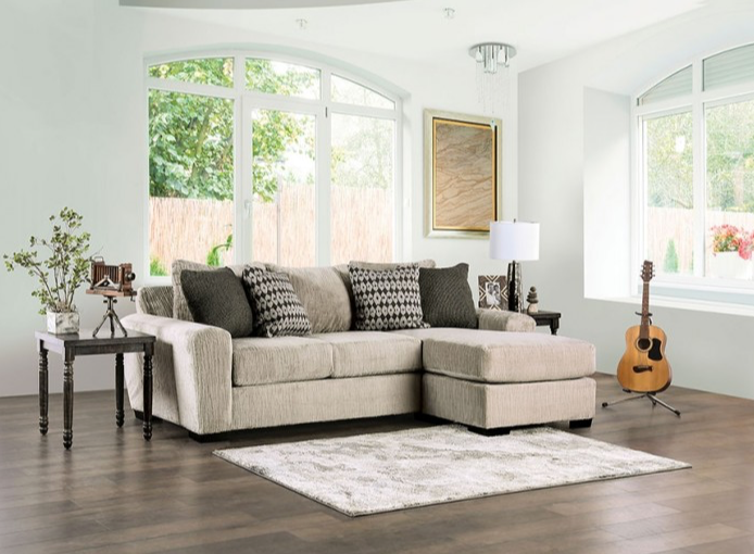 Eastcote Transitional Chenille Sectional - Light Mocha