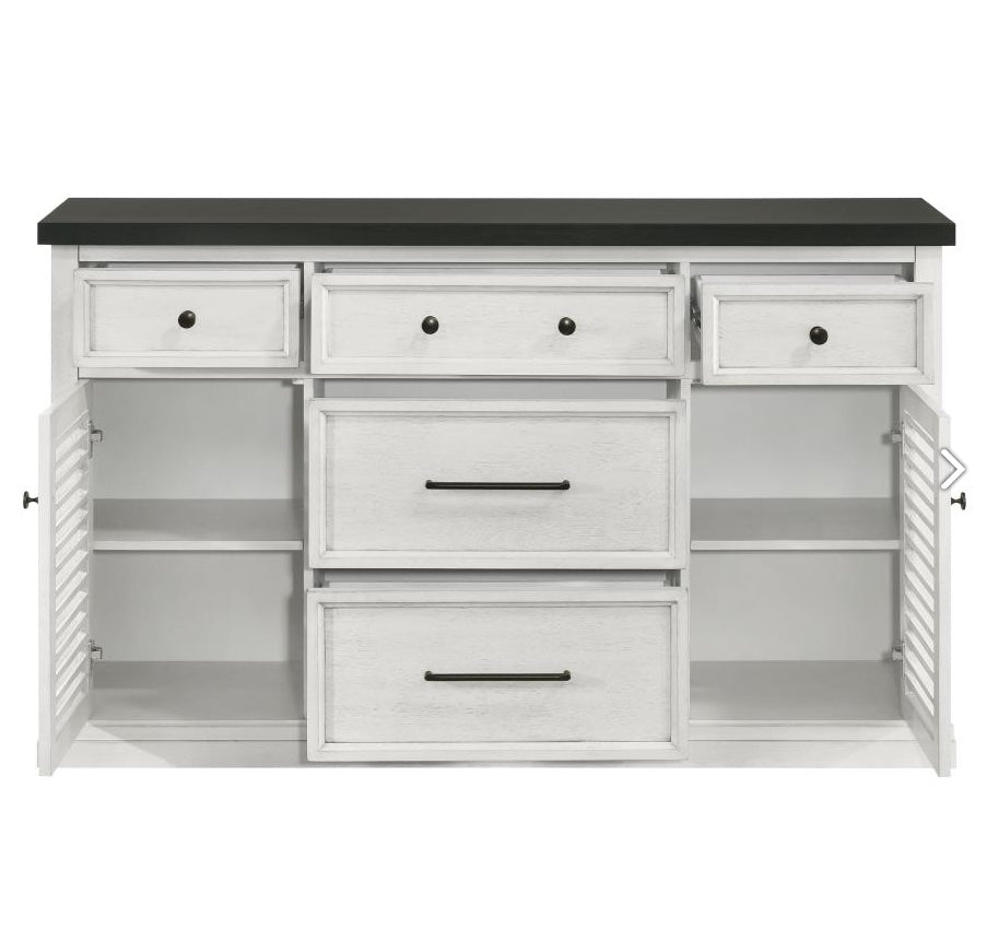 Aventine 5-drawer Dining Sideboard Buffet Cabinet with Cabinet Charcoal and Vintage Chalk