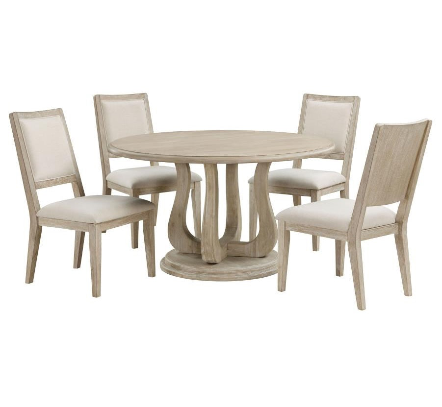 Trofello 5-Piece Round Dining Set - White Washed