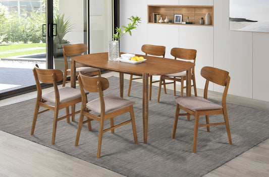 Dortch 7-Piece Oval Solid Wood Dining Set Walnut