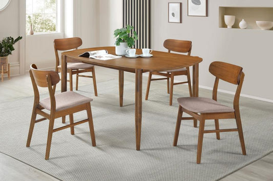 Dortch 5-Piece Oval Solid Wood Dining Set Walnut