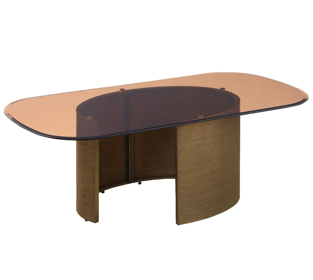 Morena Rectangular Coffee Table With Tawny Tempered Glass Top Brushed Bronze