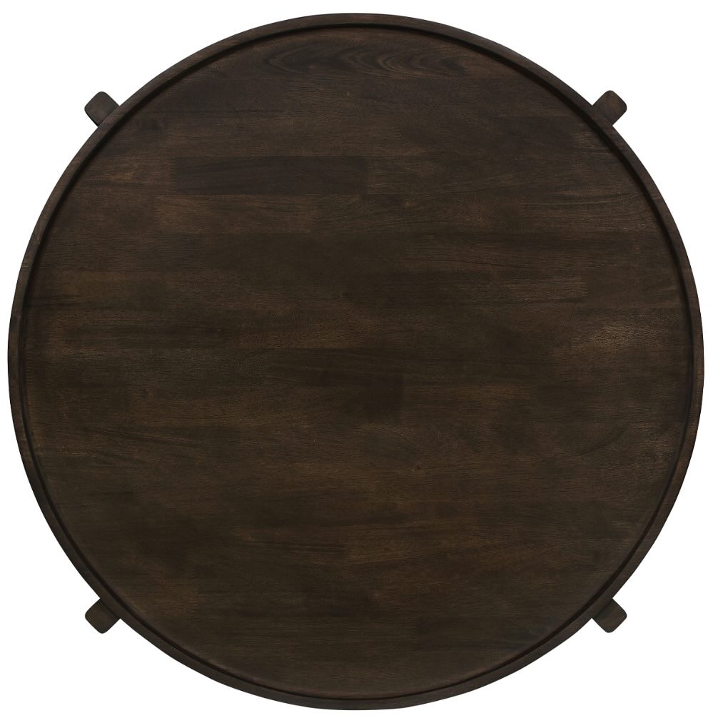 Cota Round Solid Wood Coffee Table Dark Brown