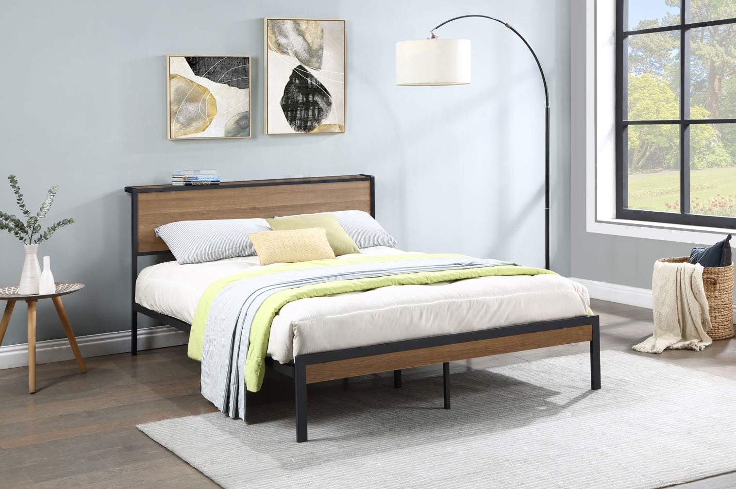 Ricky Twin Platform Bed Light Oak And Black