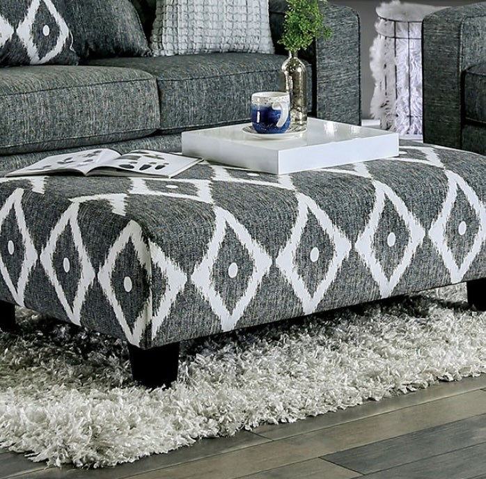 Basie Transitional Chenille Ottoman - Gray